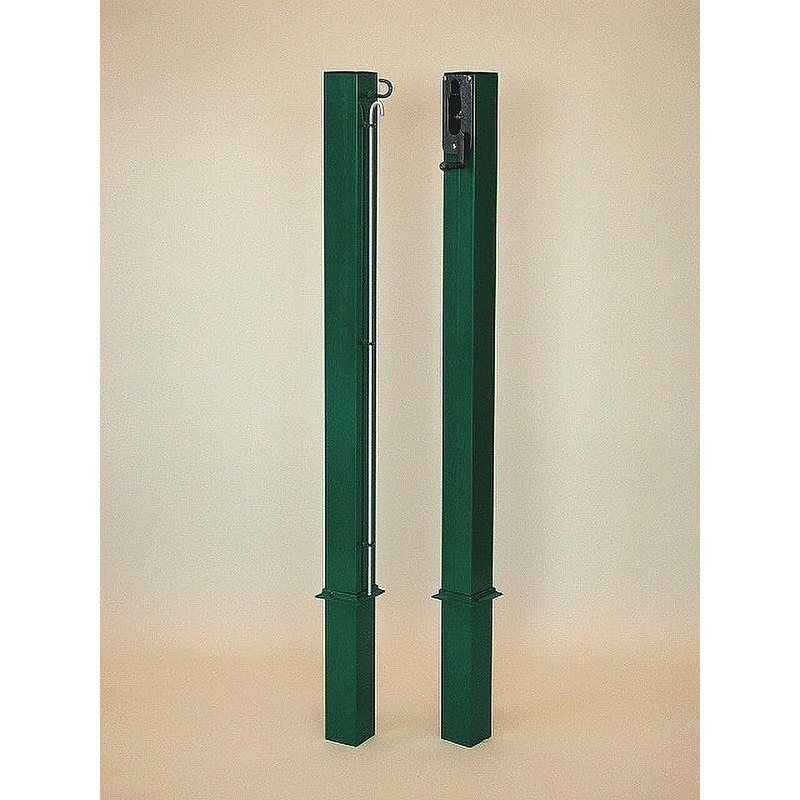 Square Tennis Posts 80×80 mm — Galvanized & Painted, with Ground Sockets