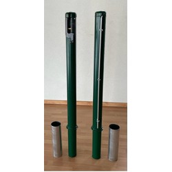Round Tennis Posts — Galvanized & Painted, with Ground Sockets