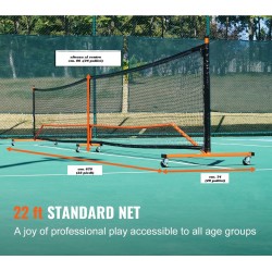 Pickleball Tournament Net on Wheels — with Paddles & Balls