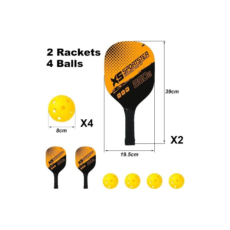 SET PICKLEBALL XS SPORTSTER 2 RACCHETTE E 4 PALLE